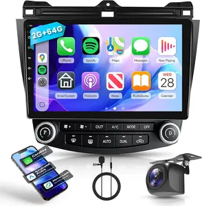 for Honda Accord 7th 2003 2004 2005 2006 2007 Android Car Stereo with Wireless Carplay/Android Auto 10.1" Touchscreen Autoradio Support WiFi GPS Navigation Backup Camera SWC FM/RDS Radio 2G+64G