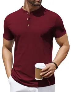 COOFANDY Mens Henley Shirts Short Sleeve Casual Button Down Shirts Lightweight Summer Basic Tee