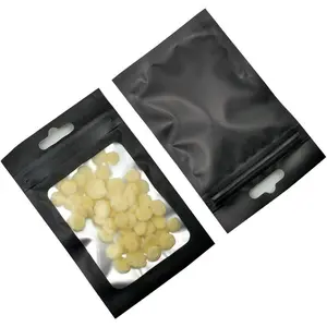100 Pack Resealable Window Zipper Lock Bags 3x4.7 inch(Usable Size 2.55x3.35 inch) with Euro Hang Hole for Zip  Storage Lock Pouches Plastic  Foil Packet