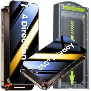 WSKEN 360° Privacy Screen Protector for iPhone 16 Pro/Pro Max Full Coverage Smartphone Automatic Dust Removal Shockproof Whithout Bubbles, 2 pack