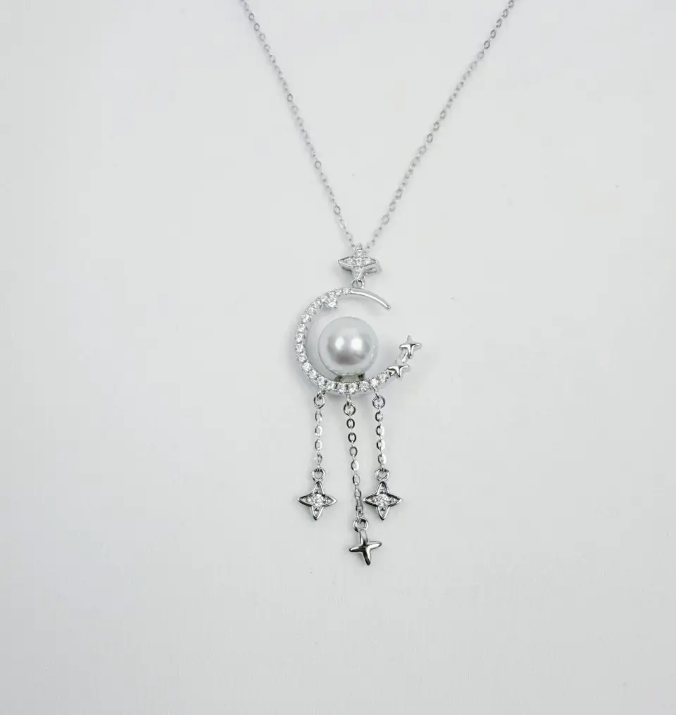 PEARLISM Dream Catcher  Design Seawater Madama Pearl Necklace (8-8.5mm) (S925 Chain) Seawater Akoya PEarl-ASAP003