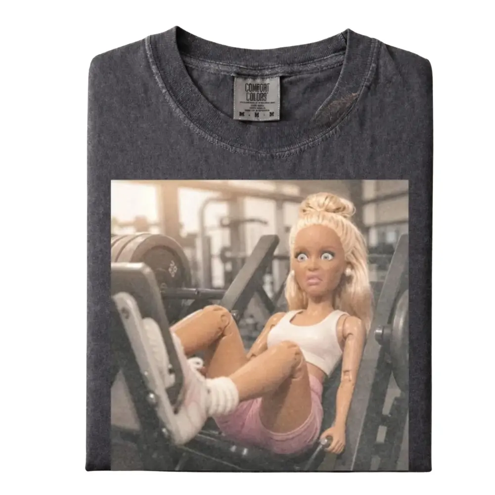 Vintage Gym Girls Doll Face Meme shirt, Vintage Workout Meme TShirt, Retro Humor Fitness Tee, Sassy Workout Tee, Unhinged Barbie Doll Meme Outfit, Cotton unisex T-shirt, Trendy Shirt