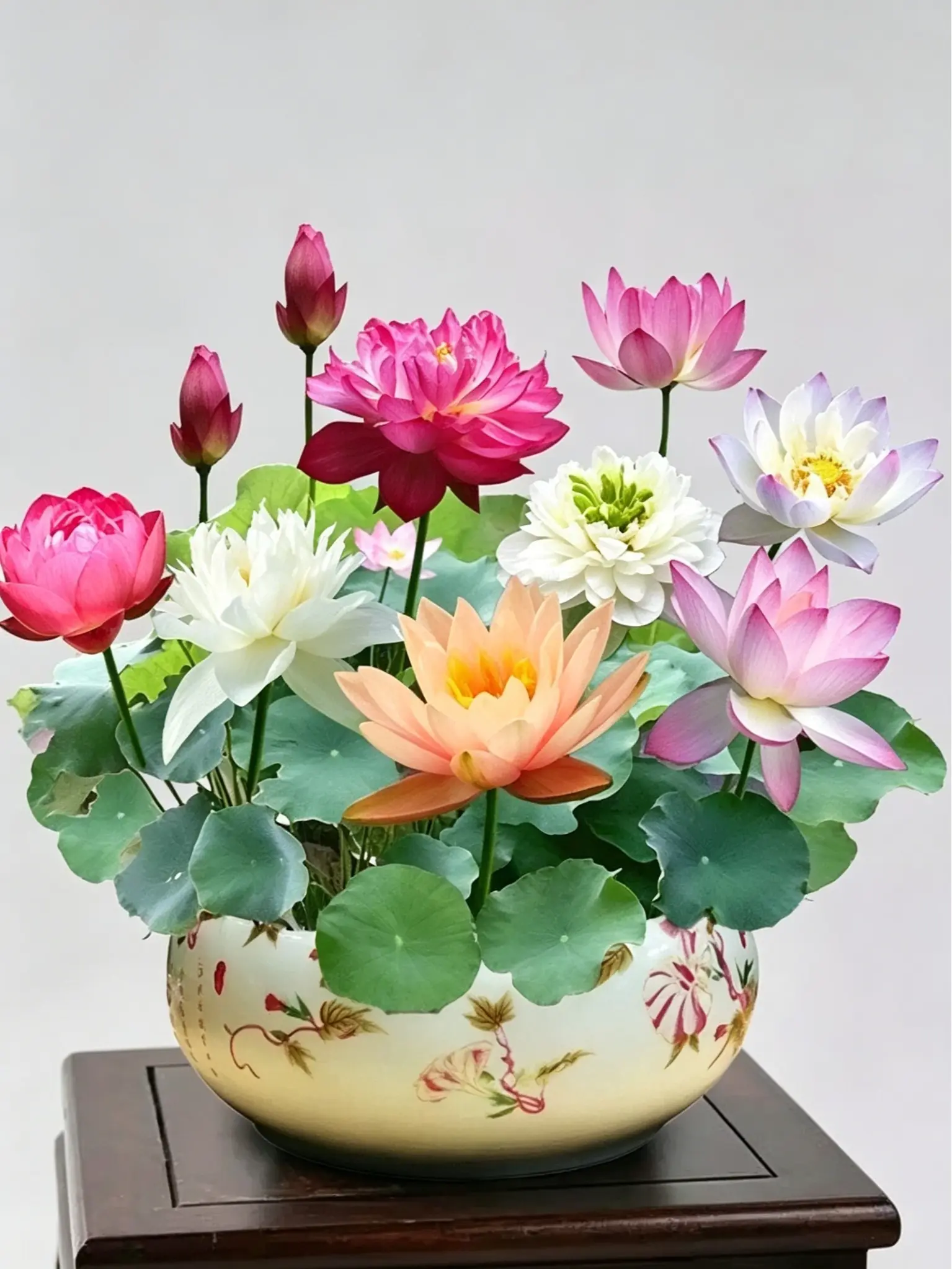 60 Pcs Mixed Rainbow Bowl Lotus Seeds - Vibrant Water Lily Seeds for Patio Ponds and Indoor Aquatic Gardening