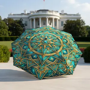 Ornate Mechanical Flowers Umbrella, portable and foldable design, 8 ribs, a casual accessory for Halloween, Christmas, and birthday gifts.Y260110040