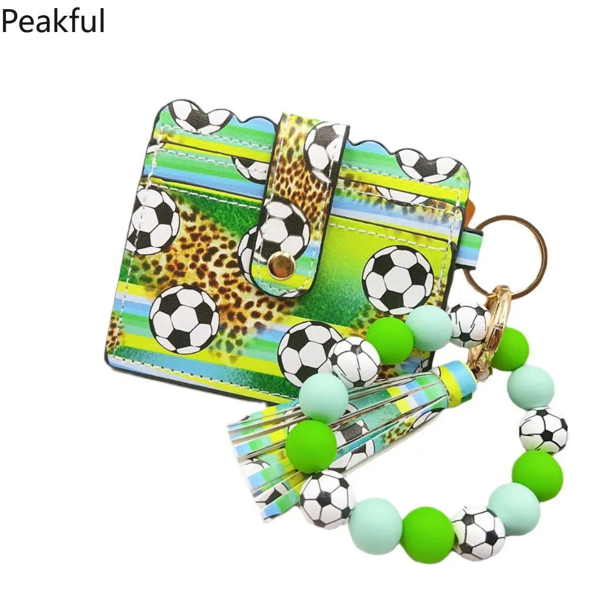 Sporty Beaded Wristlet Wallet with Ball Prints—Featuring Baseball, Football, Soccer, and Volleyball Styles. This exquisite beaded wallet makes the perfect gift for friends and family.