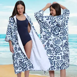 Plus Size Surf Poncho Changing Towel - Microfiber Terry Cloth Swim Cover Up with Sleeves, Hooded Robe for Beach & Pool, Ideal for Valentine'S Day, Mother'S Day & Father'S Day Gift, Beach Accessories