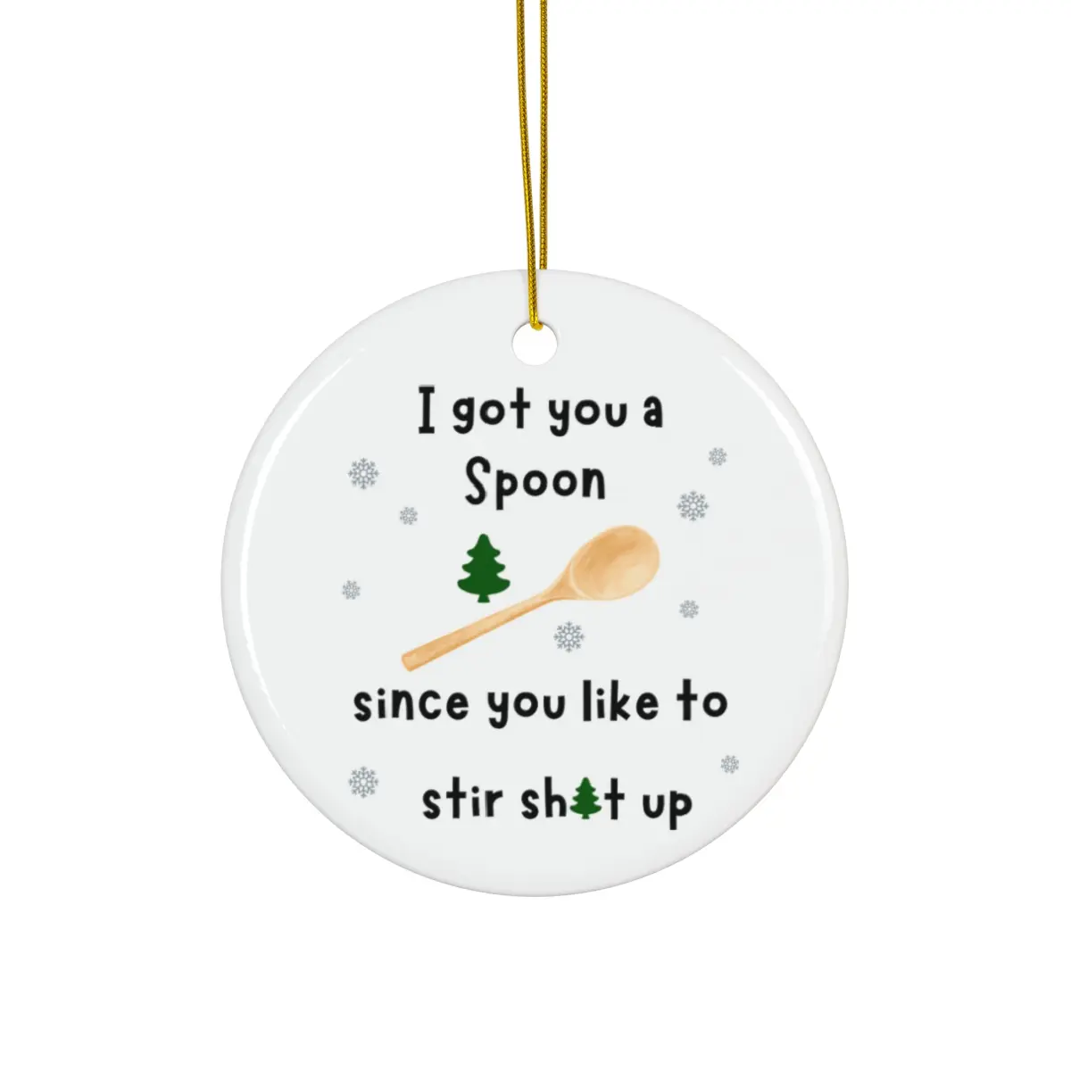 Funny Spoon Stirring Things Up Christmas Ornament - High-Quality Ceramic, Glossy Finish, One-Sided Print - Gift Tree Decoration