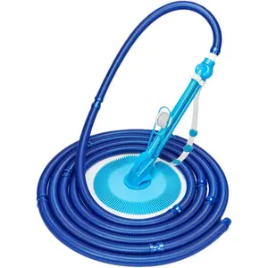 Ubesgoo Automatic Pool Vacuum Cleaner w/ 10 Hose, Powerful Sunction Fit for Above-Ground & Inground Swimming Pool Debris Floor Walls Dirt, Blue