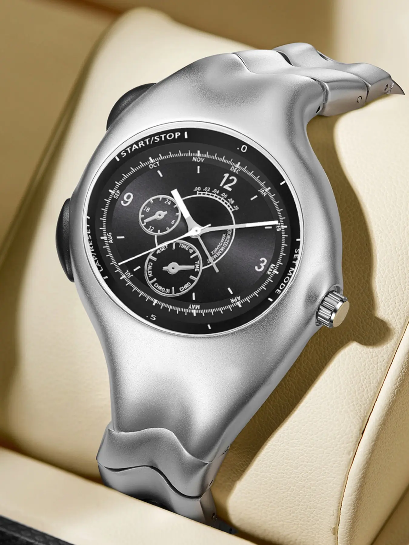 Men's Quartz Analog Watch Y2K Original Non-Mechanical, Irregular Shaped Watch Twisted Vintage Fashion High-End Unique Stone Fashionable Wristwatch Modern Watches