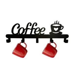 Wall Mounted Coffee Cup Holder, Iron Letter Design Wall Coffee Mug Rack, Coffee Cup Holder, Home Organizer for Kitchen