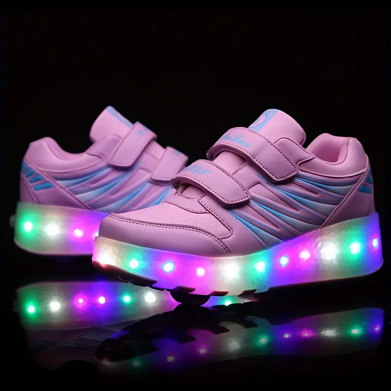 New trendy breathable two-wheel roller shoes for students, children, boys and girls, LED light-up sneakers, skates, outdoor sports roller shoes for boys and girls