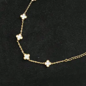 Stainless Steel Mini Four Leaf Flower Bracelet