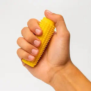 Hard Spiked Fidget Roller with Leather Rope – Durable PLA Hand Grip Toy for Stress Relief, Focus & Sensory Stimulation (Green/Yellow/Orange)