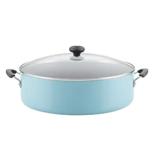 Farberware 14" Easy Clean Nonstick Family Pan, Jumbo Cooker with Lid, Aqua