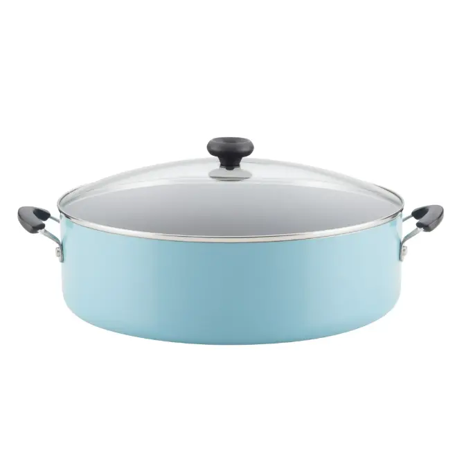 Farberware 14" Easy Clean Nonstick Family Pan, Jumbo Cooker with Lid, Aqua
