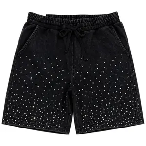 Rebel Minds 'Washed Rhinestone Galaxy' Shorts (Black) 610-11966
