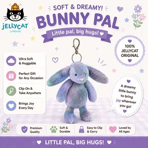 Jellycat Plush Bag Charm – Cute Mini Stuffed Animal Keyring, Soft Bag Charm, Birthday Gift for Kids & Collectors 4