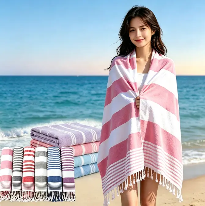 Utopia Towels 2-Pack Thin Turkish Beach Towels – 40x72”, Oversized Cotton, Lightweight, Sand-Free & Quick-Dry, Pool Towels, Towel Sets For Bathroom