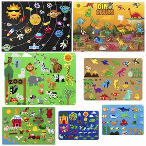 Felt Puzzle Set Farm Animal Dinosaur Felt Story Board, Farmhouse Zoo Story Book, Starry Wall Hanging Decor, Montessori Early Learning Toy, Montessori Puzzles Gift