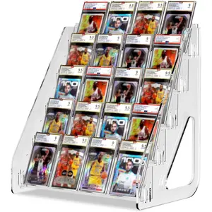 5 Tier Acrylic Trading Card Display Stand, Collectible Trading Card Stand Tabletop for Trading Card Collection