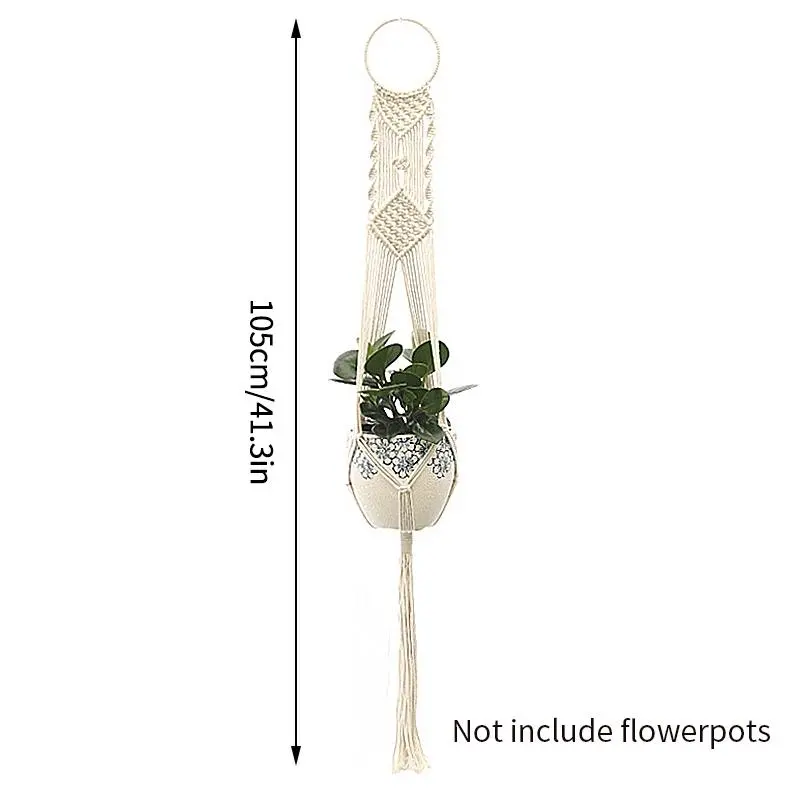 Handmade Cotton Weave Hanging Baskets - Sturdy, Simple Multi-Strand Corrosion-Resistant Rope Net Planter Holders for Coffee Library, Indoor Wall DIY Felt Crafts Projects (Toys & Hobbies)