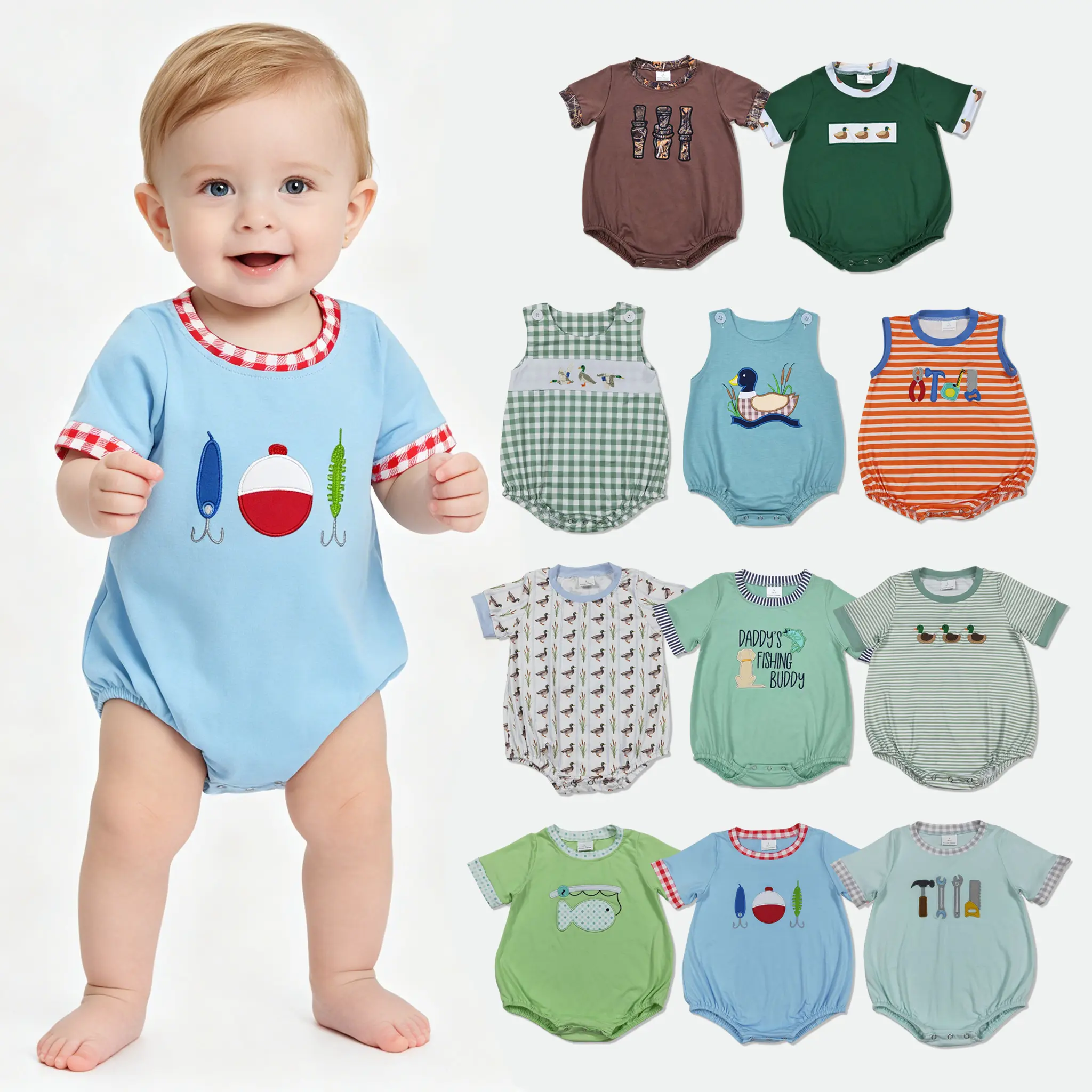 Baby Boy Clothes Baby Summer Romper Bubble Onesie Newborn Baby Shower Gift UWH
