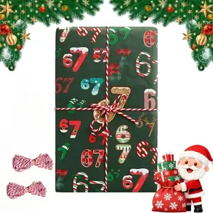 Funny 67 Joke Wrapping Paper, Christmas Gift Wrap for Secret Santa & Prank Gifts, Fun Holiday Packaging, Gift Wrapping Supplies, Size 50x90 Cm, Ideal for Friends & Colleagues