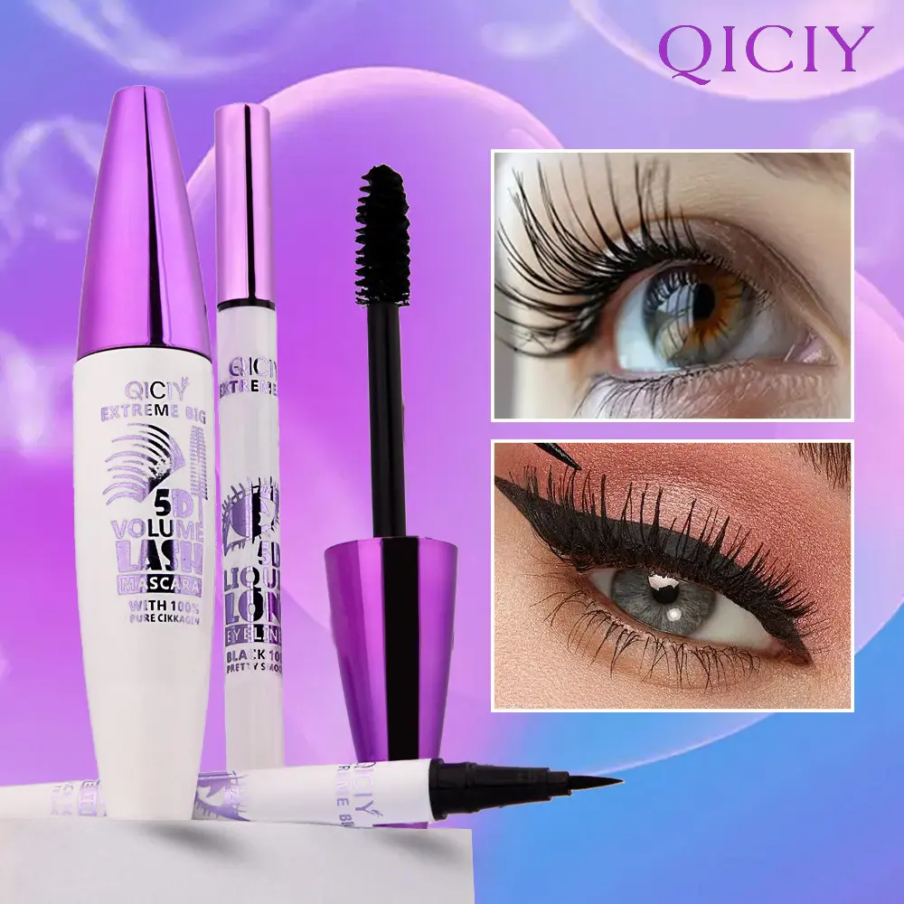 4-Piece Glam Makeup Set with Volumizing Mascara, Eyeliner, Eyeshadow & Tint | 36-Hour Waterproof & Transfer Proof Beauty Bundle Kit for a Flawless Lash Routine, Transfer Proof Makeup