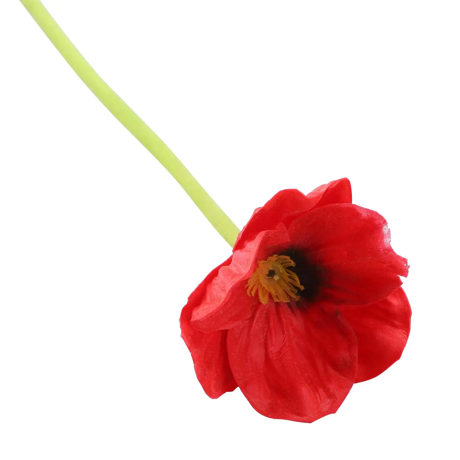 12.5 in Red PU Floral Poppy Artificial Flower Bouquet - Home or Office Fit Desk Festival Ornament for Vase Display (Home Supplies), Flowers