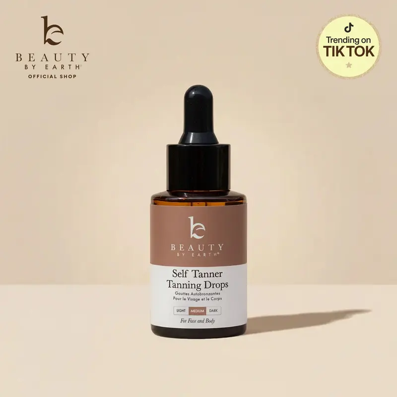 Beauty by Earth Self Tanner Drops - Best Customizable Tanning Drops for Face & Body, Golden Natural Bronzed Sunless Glow, Made in USA, Cruelty-Free for All Skin Types