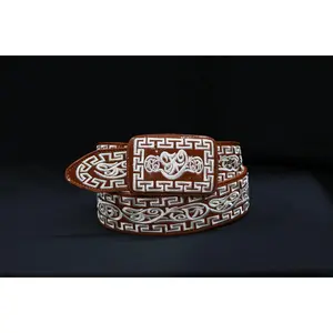 Cinto Vaquero Bordado 2 Pulgadas Ancho Cafe