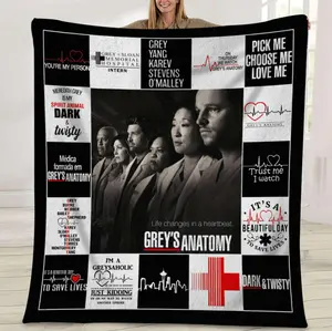 Grey's Anatomy Medical Series Fleece Blanket, Nurse Doctor Movie Blanket, Heartbeat Quote, Meredith Grey, Grey's Blanket Christmas Gifts