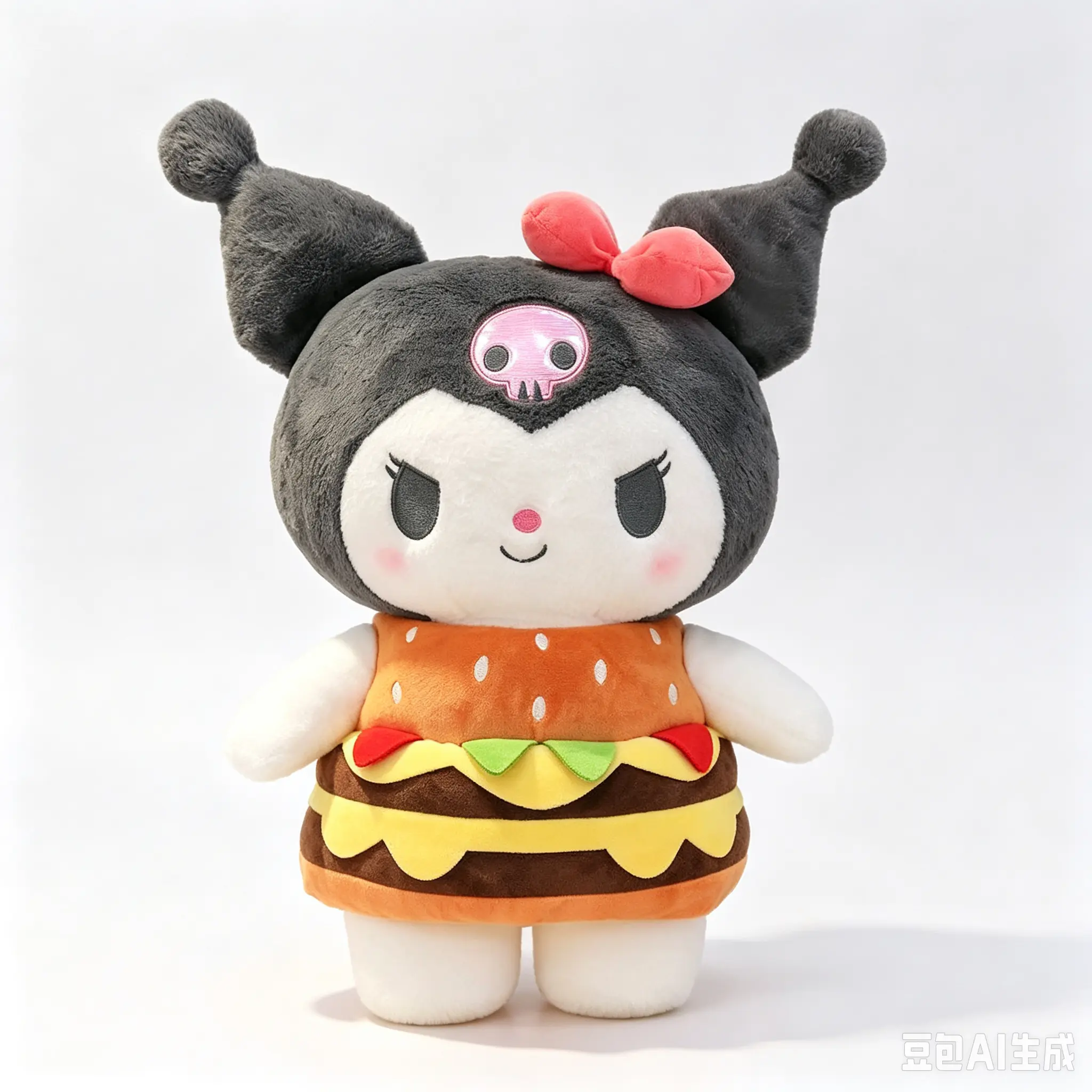 Sanrio Kuromi 17.7 Inch Burger Plush Toy Super Soft Stuffed Food Doll With Fluffy Bun And Cute Details For Bedroom Decor And Gift Idea