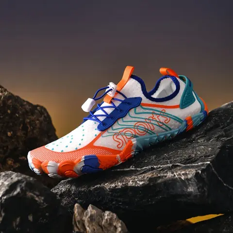 Unisex Colorblock Lace Up Quick-Drying Water Shoes, Breathable Lightweight Non-Slip Sporty Water Shoes For Swimming, Surfing, Hiking Outdoor Activities