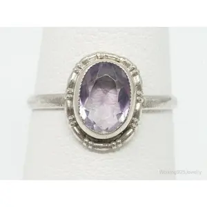 Antique Amethyst 835 Silver Ring - Size 7.75