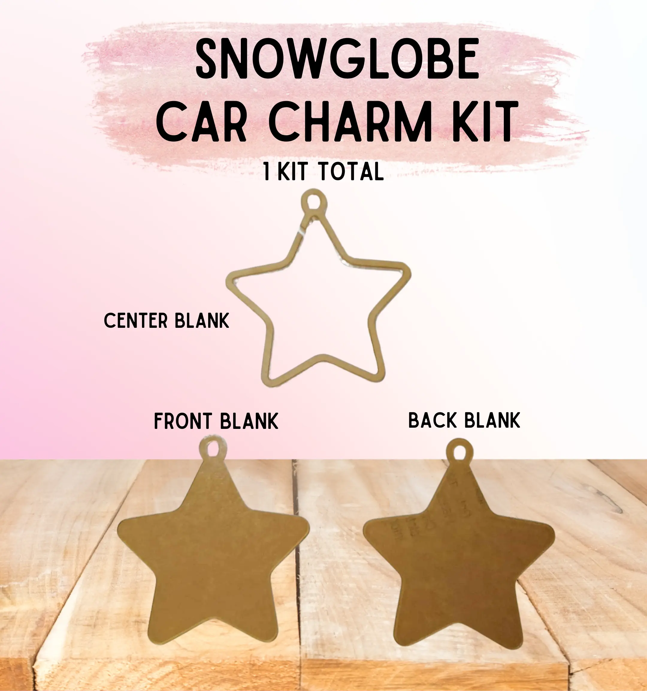 3-Piece Star Snowglobe Ornament Kit - 3 Inch 1/4" Thick Fillable Acrylic Blanks for UV Resin Crafting, Car Accessory Car Mirror Charms, Festive Home Decoration