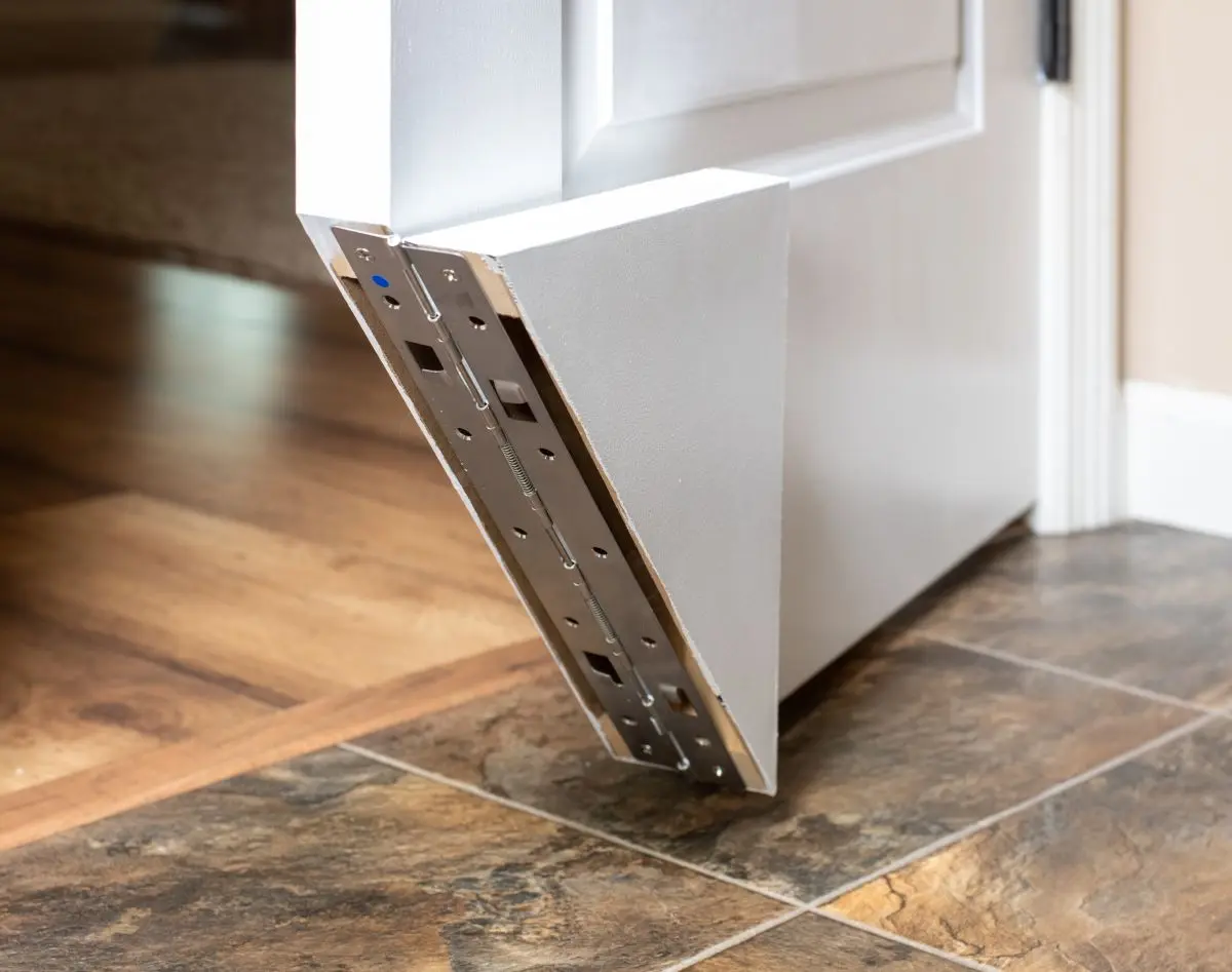 Kitty Korner cat door - (Left hand swing kit) The patented Kitty Korner SlideLock hinge is designed to turn your existing interior door into a convenient cat door.