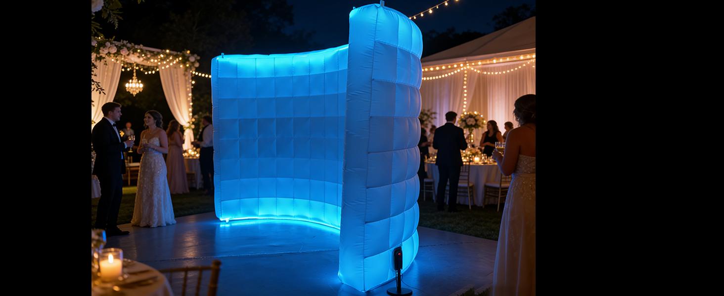 SAYOK Inflatable Photo Booth Wall (White, 119' 'x 59''x 91'') Selfie Booth Backdrop, Photo Booth Enclosure Inflatable Photo Shoot Background White Wall for Wedding Party Exhibition Event