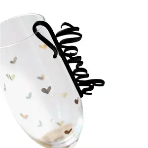 Custom Wine Charm – Personalized Glass Tag for Wedding, Champagne Flute, and Party Drink Marker | Mirror Acrylic Name Gift Tags for Events, Bridesmaids, Birthdays, and Anniversaries