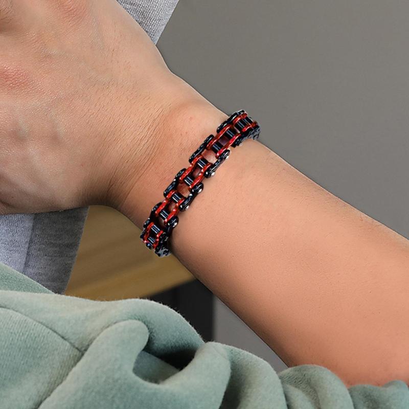 Drperfect Mens Bracelet Stainless Steel Motorcycle Bike Chain Bracelets 8.4 Inch