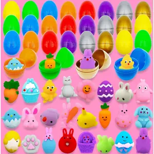 24 Pack Easter Mochi Squishy Toys Filled Easter Eggs – Plastic Easter Eggs with Squishy Toys Inside for Egg Hunt, Kids’ Easter Gifts, Party Favors, and Basket Stuffers for Boys & Girls