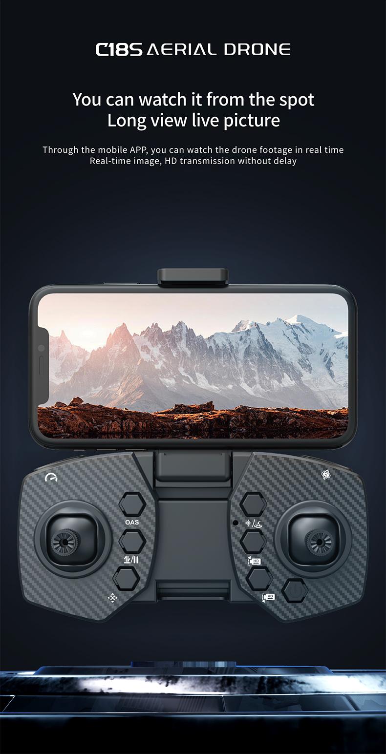 Aerial Drone C18s Pro 2026 - GPS Positioning, 4K UHD EISCamera, 5G WiFi FPV, Brushless Motors, Optical Flow Hover,Intelligent Obstacle Avoidance, Auto Return, 360° Stunt Roll,Two Batteries