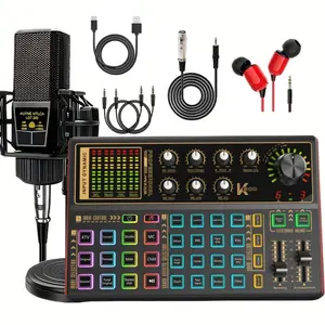 Podcast Equipment Bundle, Podcast Microphone & K300 Sound Card, Audio Equipment Bundle for Recording, Singing, Streaming Media and Games