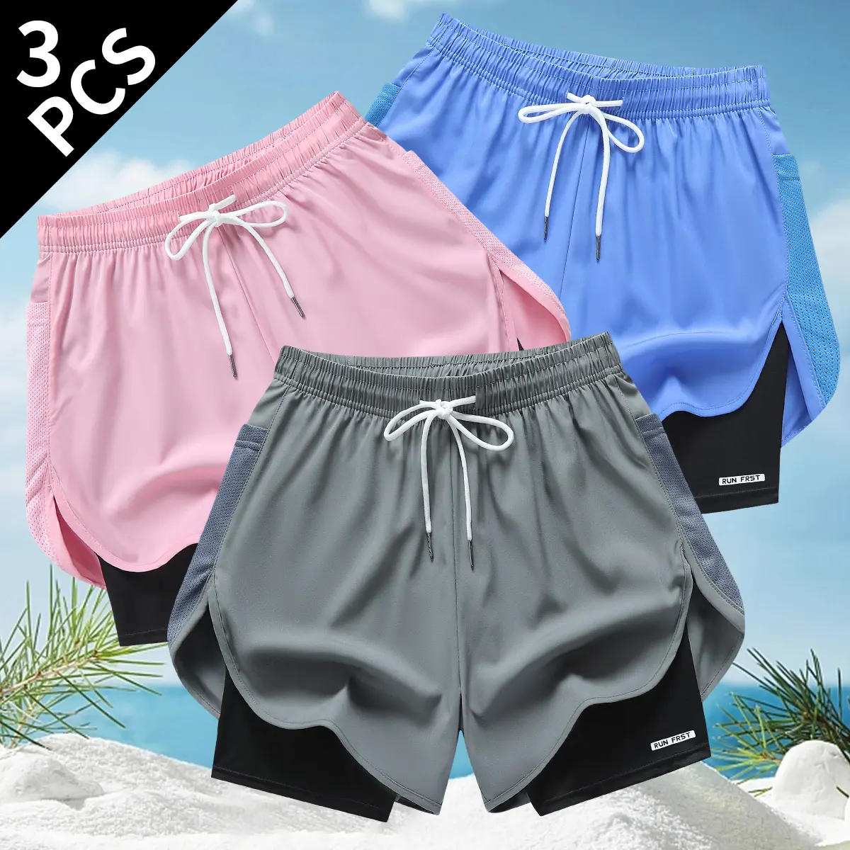 Women's 2-in-1 High-Waisted Athletic Wear Shorts - Double Layer, Lightweight Quick Dry Breathable Fabric, Inner Liner, Form-Fitting Gym Exercise Activewear for Lower Body Workout, Jogging, Outdoor Activities