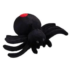 Super cute realistic black spider plush toy, prank creative claw machine doll for street stalls