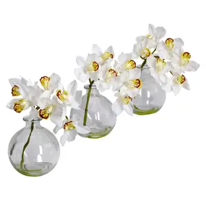 Cymbidium w/Vase Silk Flower Arrangement (Set of 3) Cymbidium w/Vase Silk Flower Arrangement (Set of 3)