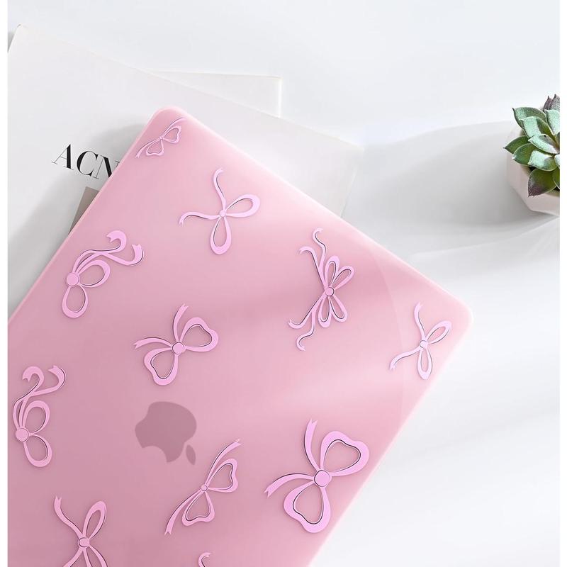 Hard Case Compatible with MacBook Air 13 inch M1 Chip 2021-2018 with Retina Display, Air 13.3 inch Plastic Protective Case + Transparant Keyboard Cover + Screen Protector, Crystal Pink Bow