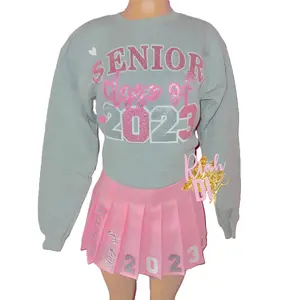 Comfortable Women's Senior Set - Curved Heart Design, Drop Shoulder Sleeves and Personalized Class Year and Name