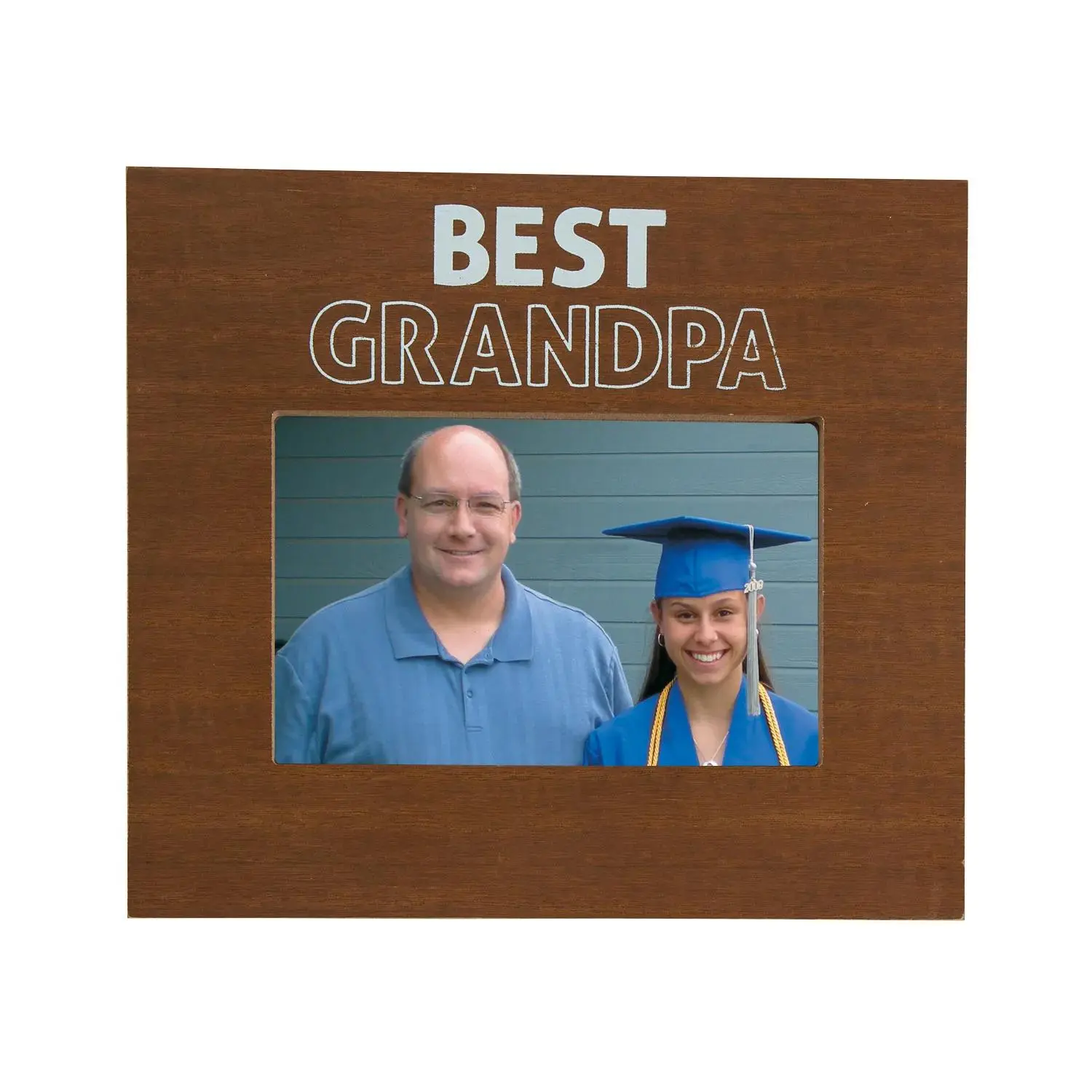 Grandpa Wooden Picture Frame - 8 1/2" x 7 1/2" Tabletop Decor with Easel Back, 4" x 6" Photo Space, Letter-Friendly Home Supply Gift for Grandparents (Birthday, Grandparent’s Day)