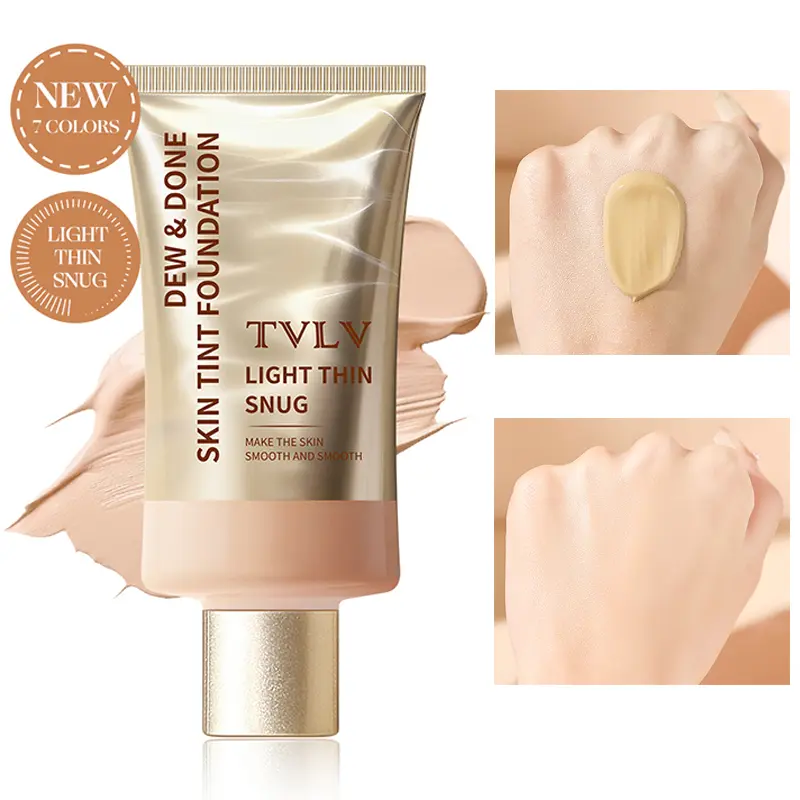 Dewy Skin Foundation Liquid Featherlight Buildable Coverage Waterproof Base Makeup Hydrating All-Day Wear for Dry to Combination Skin Glass-Skin Glow Finish Concealer Moisturizer
